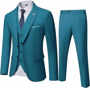 EastSide Men's 3 Pieces Suit, Slim Fit 2 Buttons Tux, Blazer Vest &Pants Jacket Set