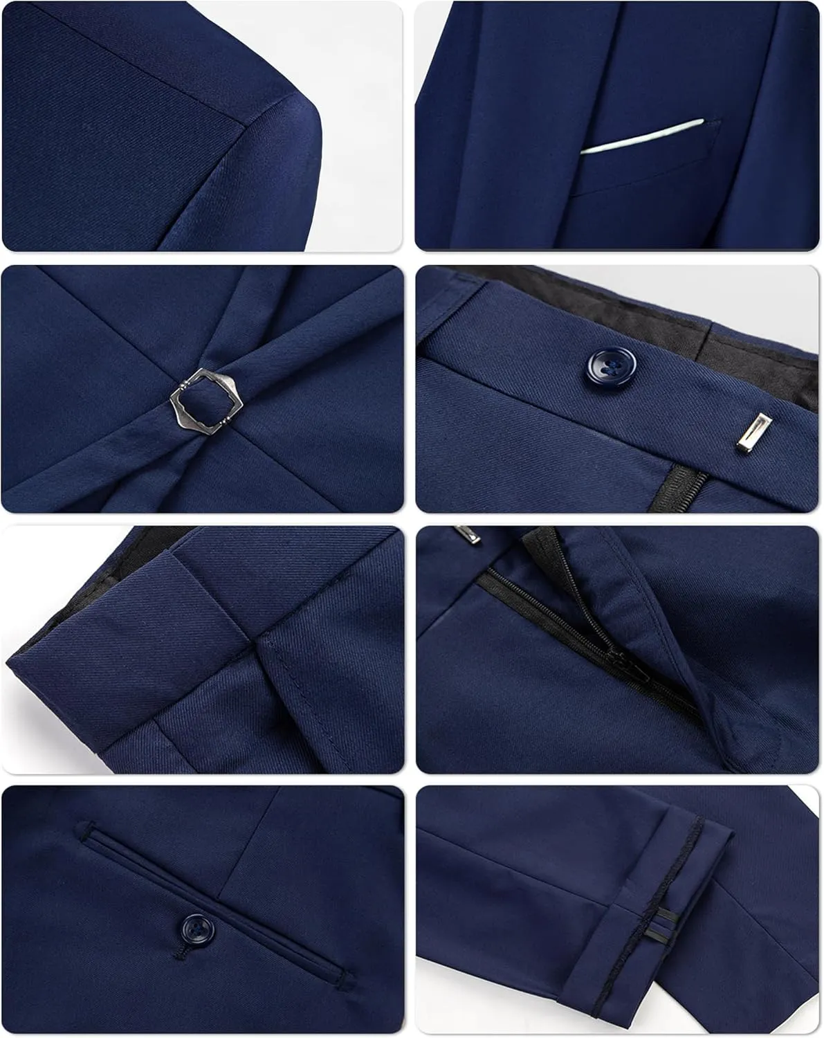 EastSide Men's Slim Fit 3 Pieces Suit, One Button Blazer Set, Jacket Vest & Pants