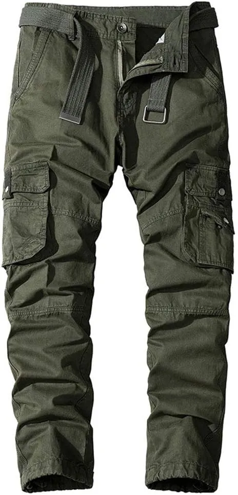 ebossy Mens Casual Multi-Pocket Cargo Pants Outdoor Military Tactical Twill Jogger Trousers
