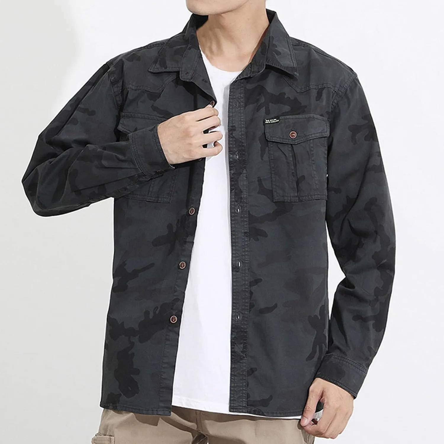 Fashion Men's Solid Color Long Sleeve Hoodless Casual Outwear Jackets Coat Tops ，2024 Big and Tall For Men Winter