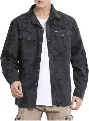 Fashion Men's Solid Color Long Sleeve Hoodless Casual Outwear Jackets Coat Tops ，2024 Big and Tall For Men Winter