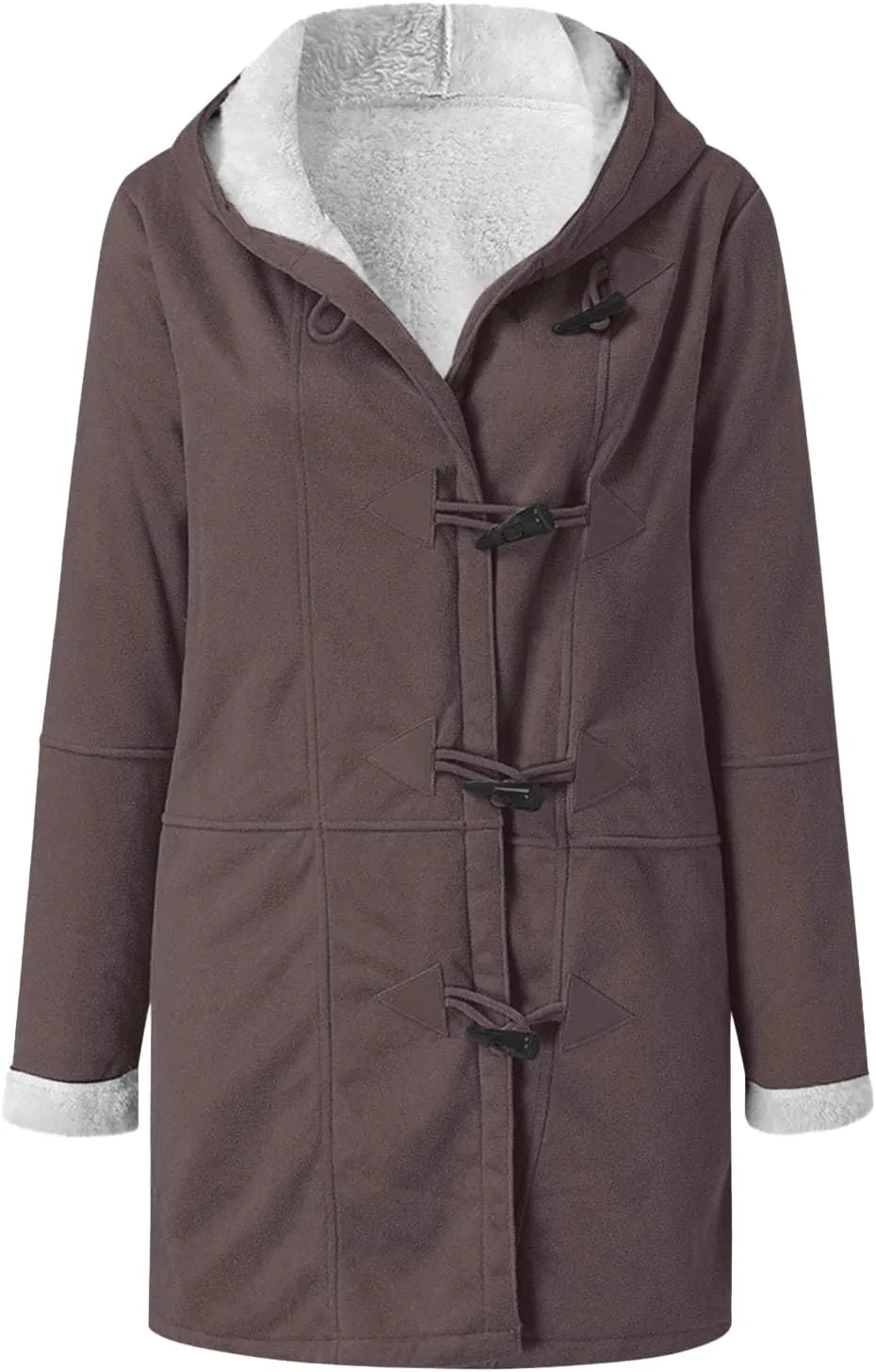 Faux Suede Jacket Women Sherpa Fleece Lined Coats Horn Button Down Thicken Coat Casual Loose Fit Outerwear