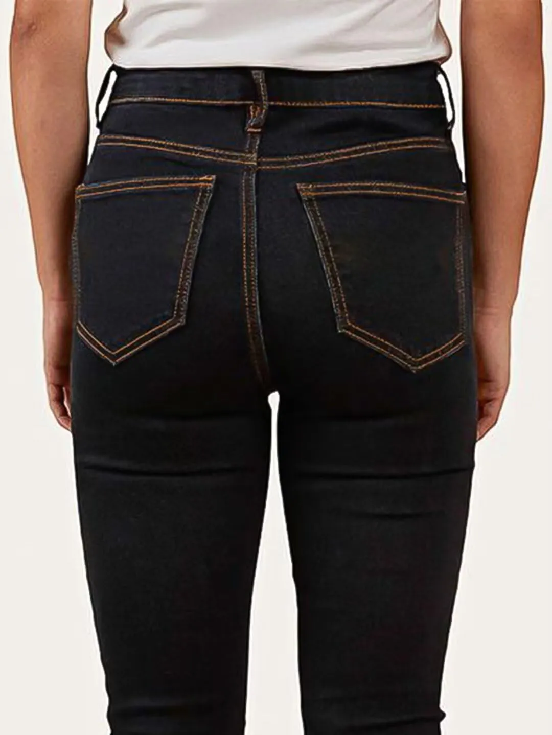 Flamingals Straight Leg Jeans for Women Stretchy Mid Waist Double Button Wash Solid Skinny Jean