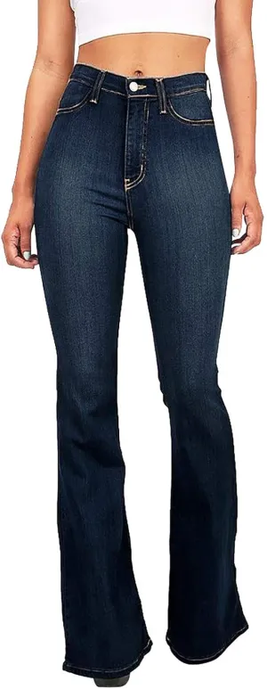 Flare Jeans for Women 2025 Summer Wide Leg Casual Jeans Vintage High Waisted Straight Stretch Pants with Pockets