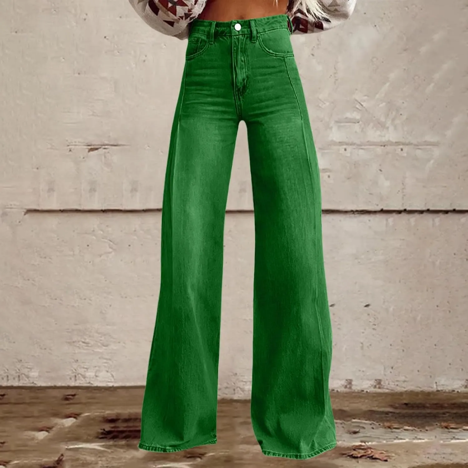 Flare Jeans for Women Wide Leg Baggy Pant 2025 Casual Summer High Waisted Straight Y2K Streetwear Denim Pants with Pockets