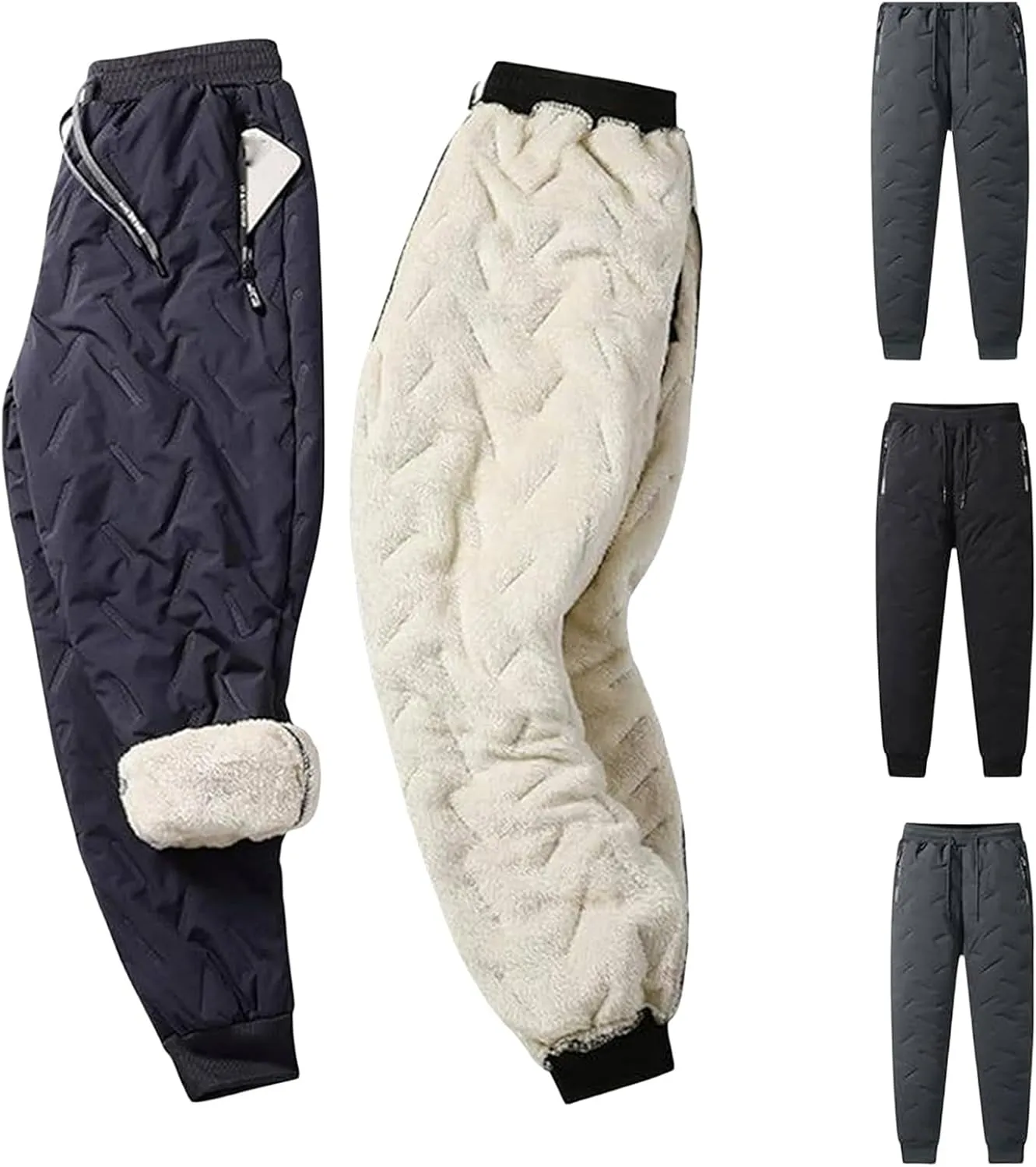 Fleece Lined Snow Pants Sherpa Lined Sweatpants Winter Thicken Fleece Pants Outdoor Joggers for Men Women