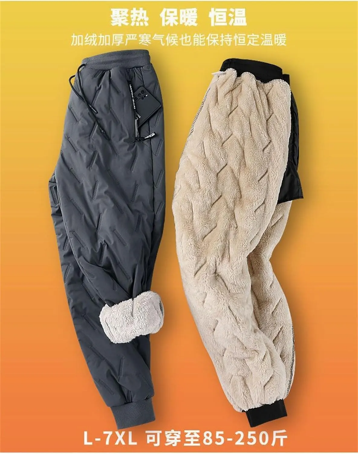 Fleece Lined Snow Pants Sherpa Lined Sweatpants Winter Thicken Fleece Pants Outdoor Joggers for Men Women