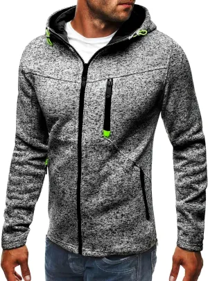 Full Zip Hoodies For Men,Mens Sweatshirt Hooded Fall Sports Jacket Lightweight Slim Fit Casual Long Sleeve Coat