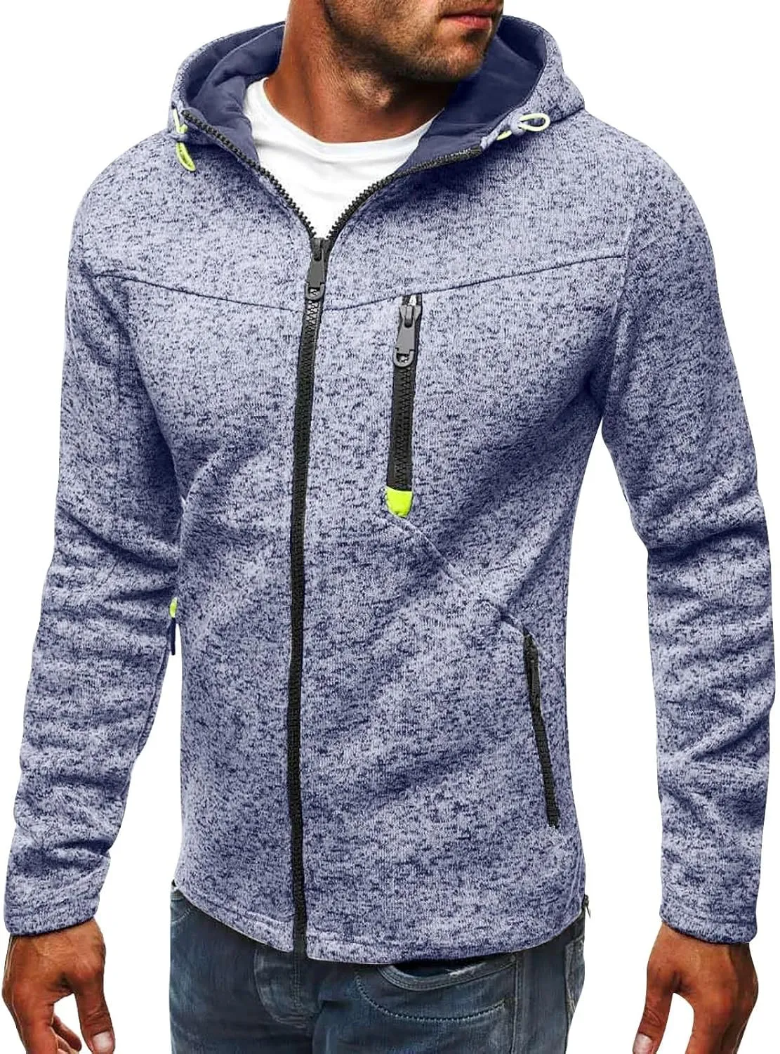 Full Zip Hoodies For Men,Mens Sweatshirt Hooded Fall Sports Jacket Lightweight Slim Fit Casual Long Sleeve Coat