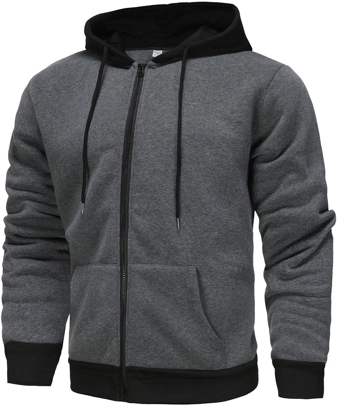 Full Zip Hoodies For Men,Mens Sweatshirt Hooded Fall Sports Jacket Lightweight Slim Fit Casual Long Sleeve Coat