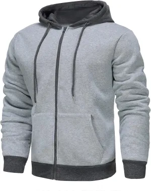 Full Zip Hoodies For Men,Mens Sweatshirt Hooded Fall Sports Jacket Lightweight Slim Fit Casual Long Sleeve Coat