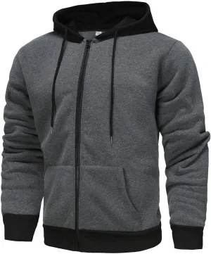 Full Zip Hoodies For Men,Mens Sweatshirt Hooded Fall Sports Jacket Lightweight Slim Fit Casual Long Sleeve Coat