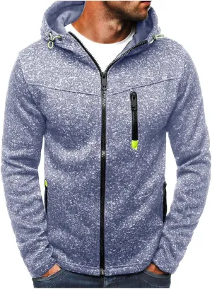Full Zip Hoodies For Men,Mens Sweatshirt Hooded Fall Sports Jacket Lightweight Slim Fit Casual Long Sleeve Coat