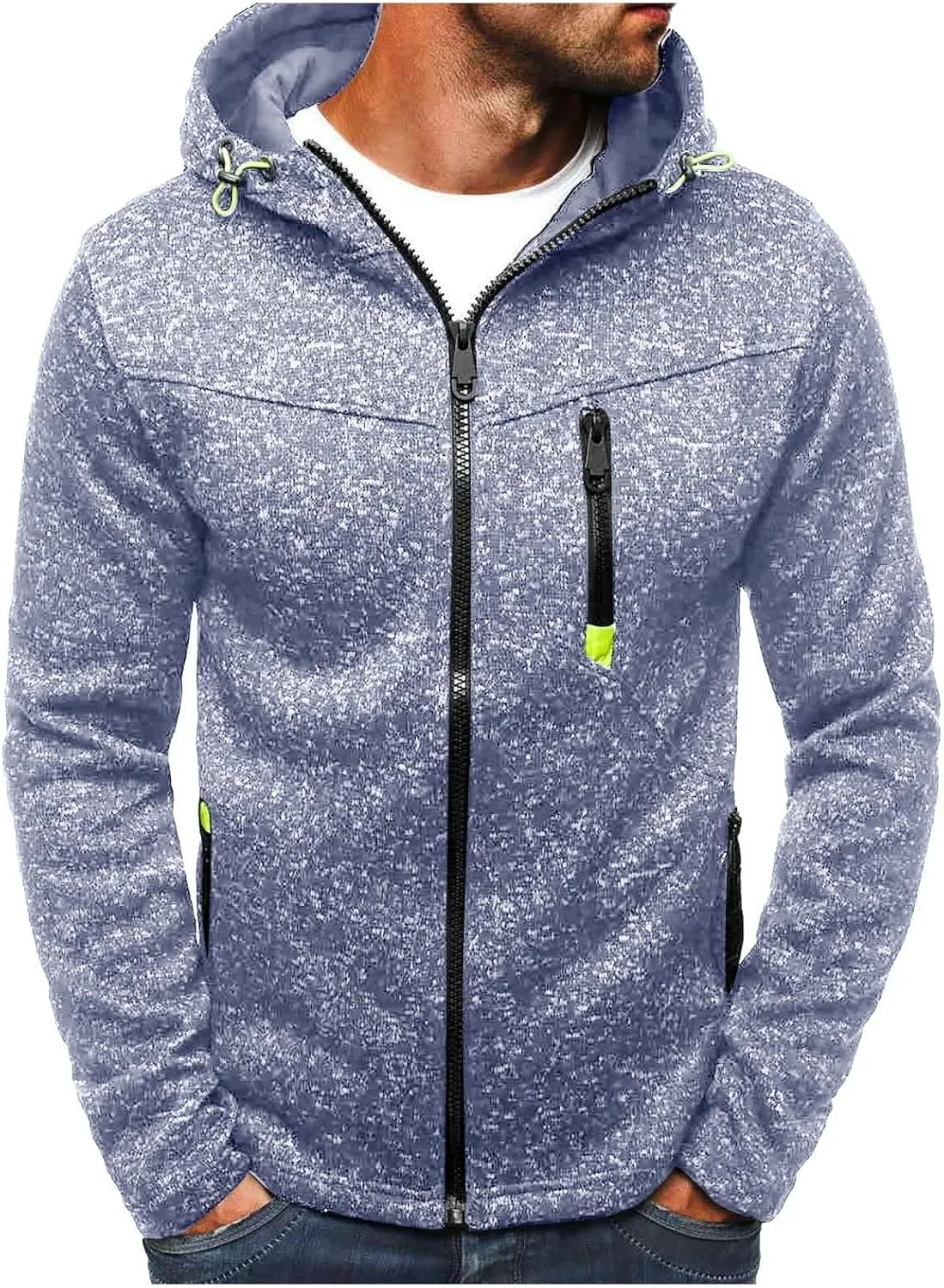 Full Zip Hoodies For Men,Mens Sweatshirt Hooded Fall Sports Jacket Lightweight Slim Fit Casual Long Sleeve Coat