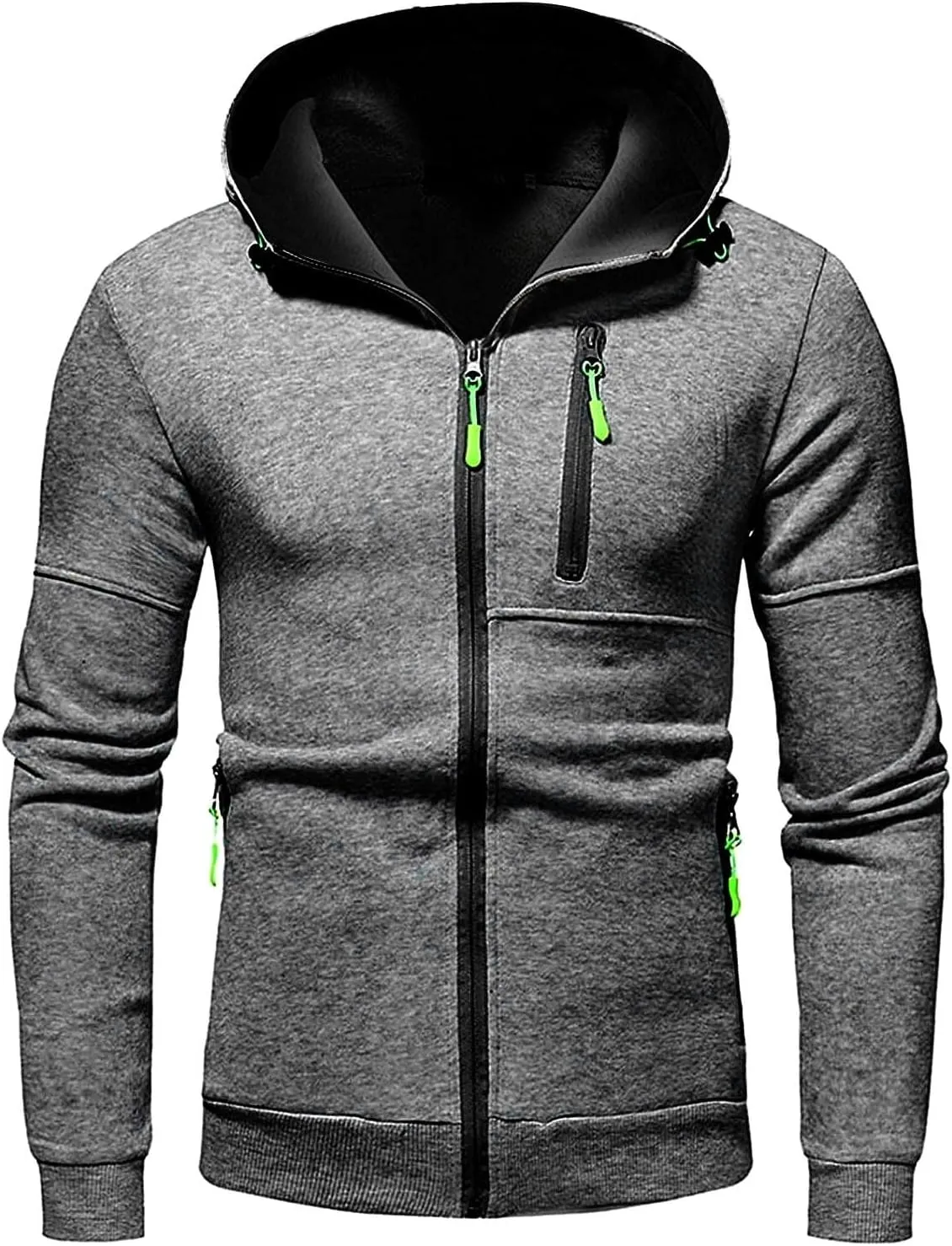 Full Zip Hoodies For Men,Mens Sweatshirt Hooded Fall Sports Jacket Lightweight Slim Fit Casual Long Sleeve Coat