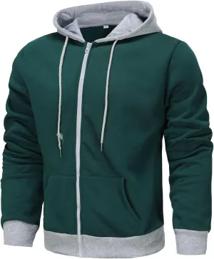 Full Zip Hoodies For Men,Mens Sweatshirt Hooded Fall Sports Jacket Lightweight Slim Fit Casual Long Sleeve Coat