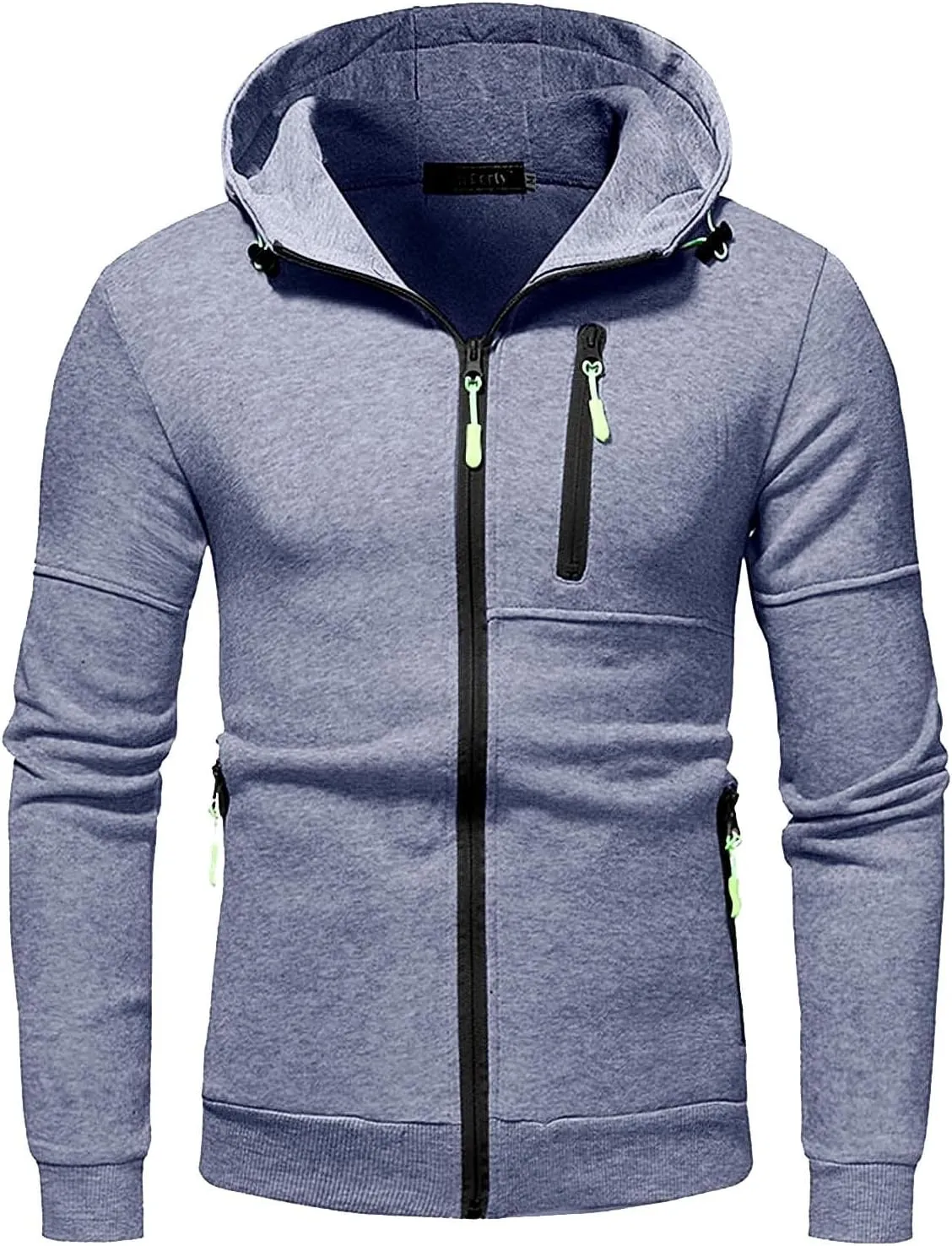 Full Zip Hoodies For Men,Mens Sweatshirt Hooded Fall Sports Jacket Lightweight Slim Fit Casual Long Sleeve Coat