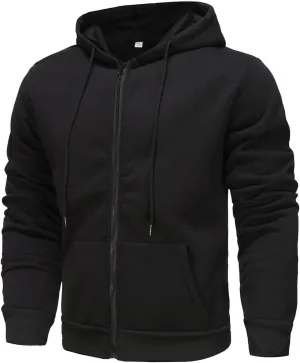 Full Zip Hoodies For Men,Mens Sweatshirt Hooded Fall Sports Jacket Lightweight Slim Fit Casual Long Sleeve Coat