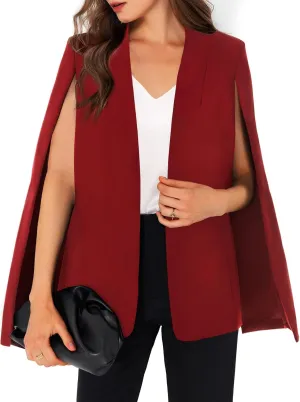 GAMISOTE Womens Cape Blazer Split Sleeve Open Front Casual Jacket Coat Workwear
