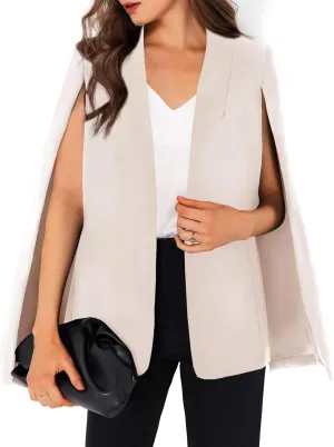 GAMISOTE Womens Cape Blazer Split Sleeve Open Front Casual Jacket Coat Workwear