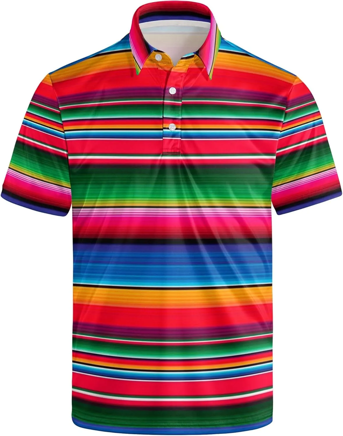 Golf Shirts for Men Printed Quick Dry Short Sleeve Performance Polo Shirts Moisture Wicking Collared Tennis T-Shirt