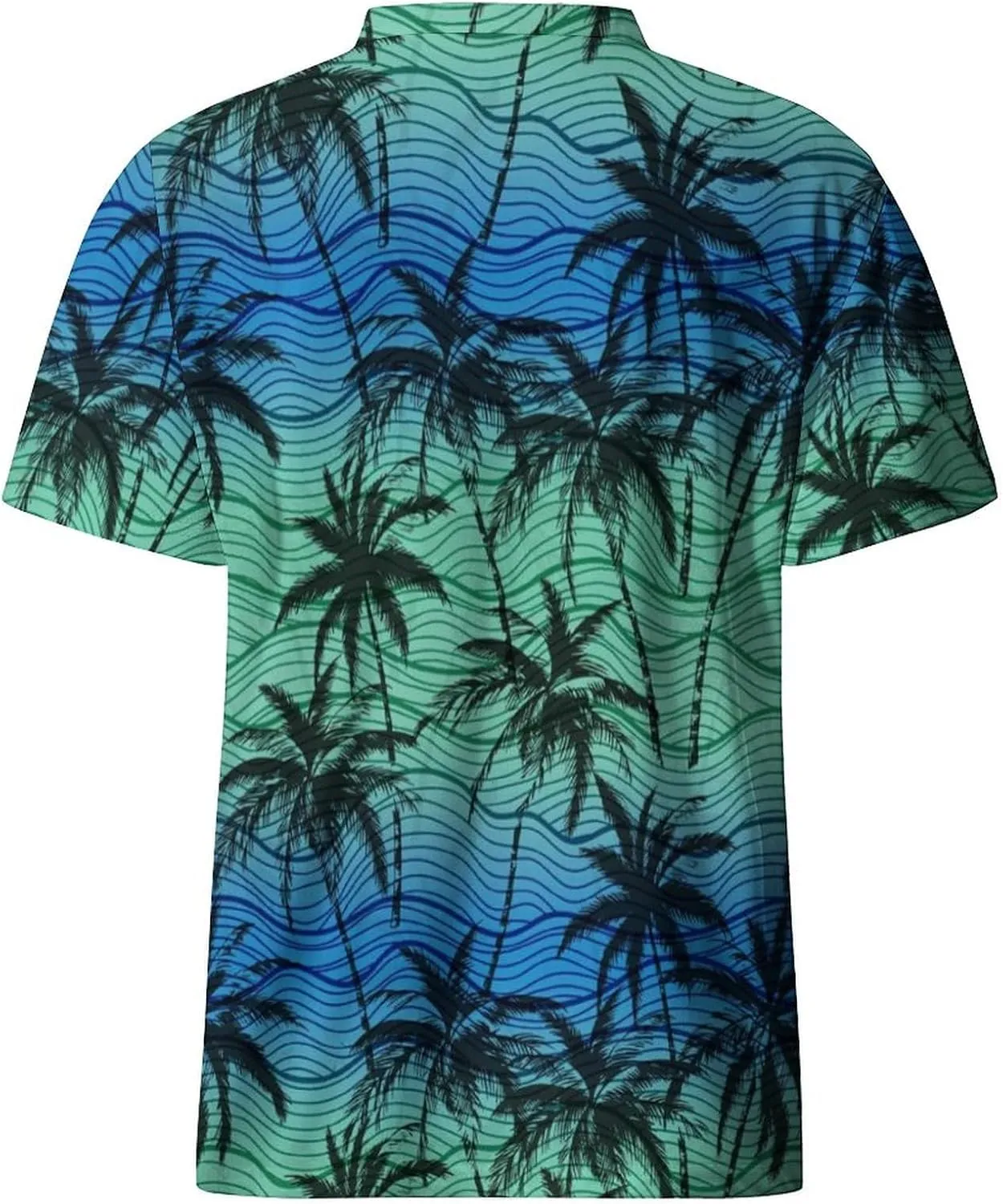 Hawaiian Mens Henley Polo Shirts Short Sleeve Quick Dry Funny Print Casual Collarless Golf Shirts for Men