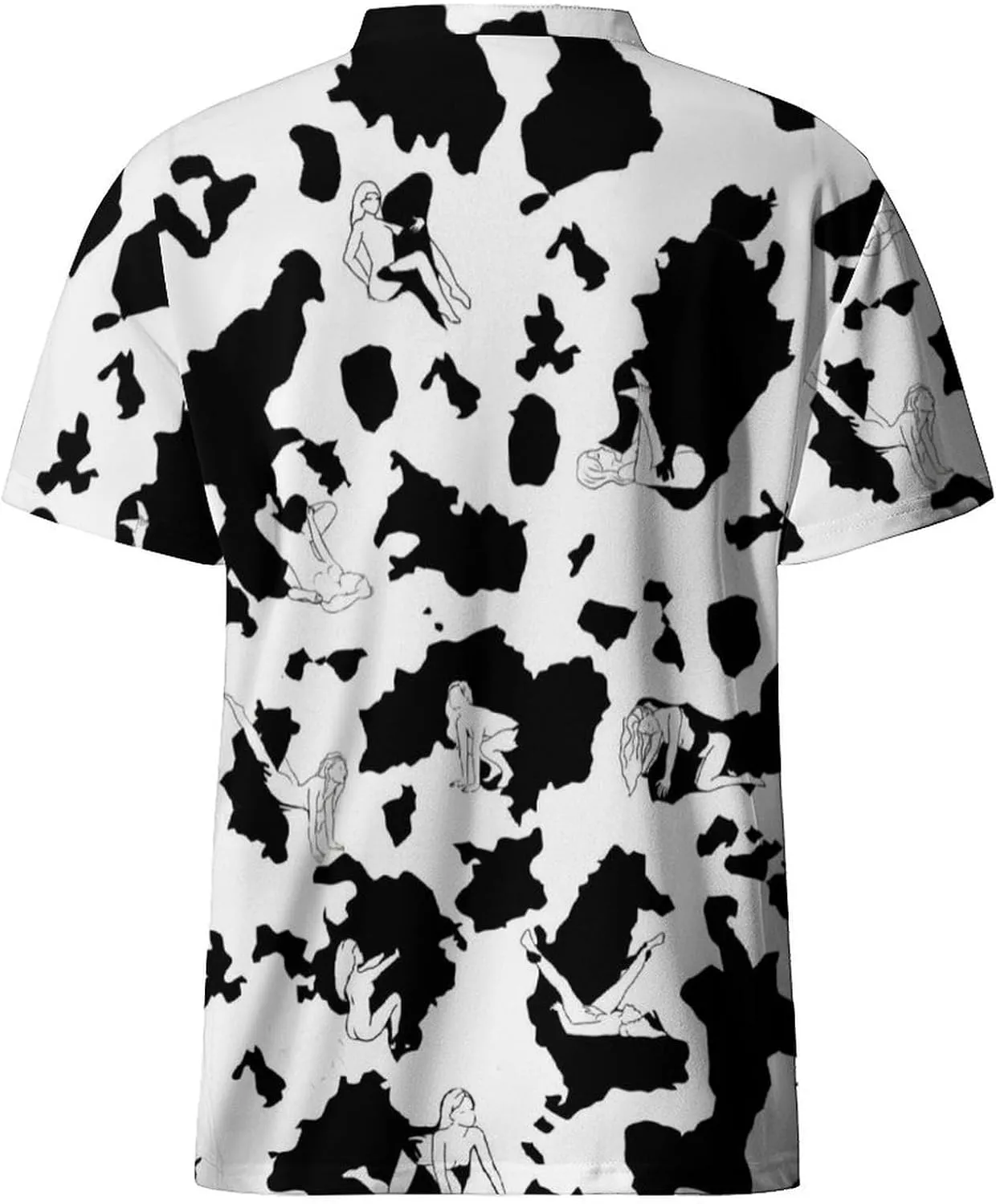 Hawaiian Mens Henley Polo Shirts Short Sleeve Quick Dry Funny Print Casual Collarless Golf Shirts for Men