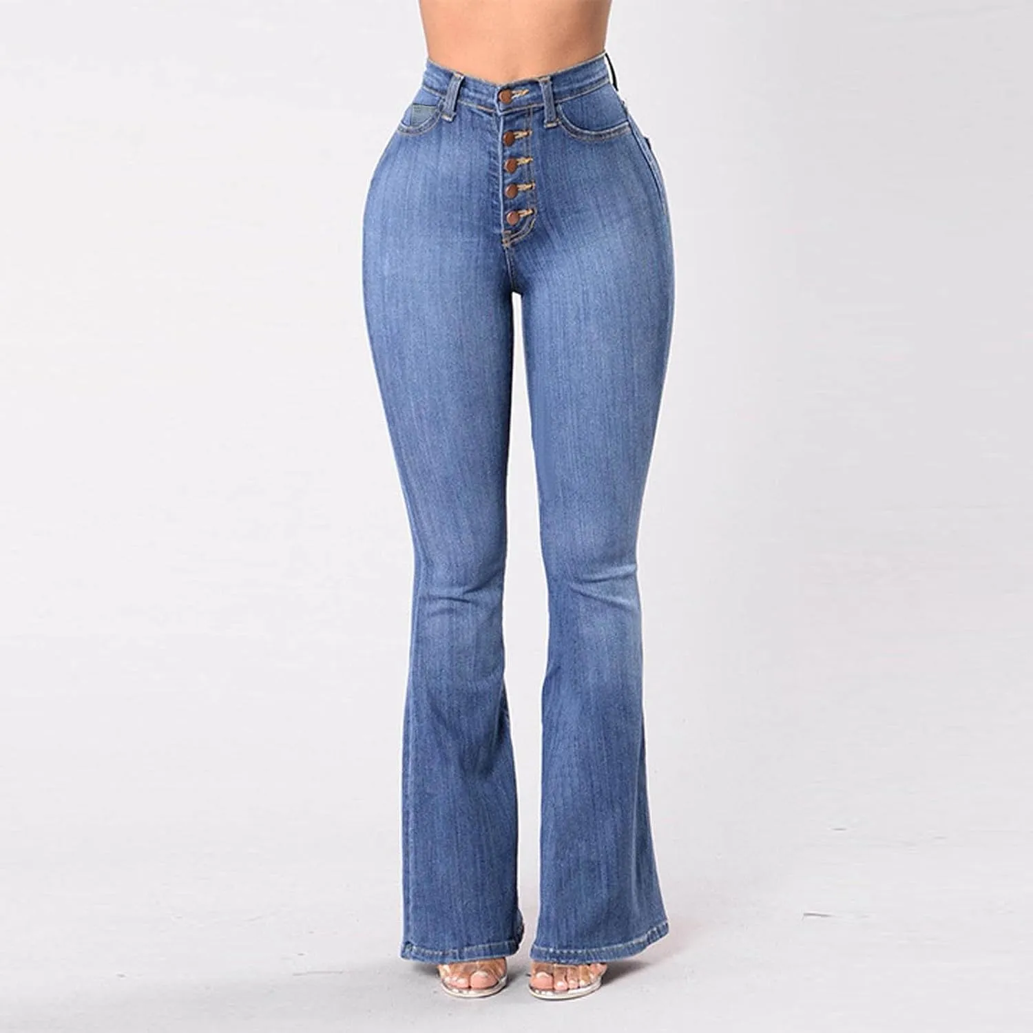 High Waisted Bell Bottom Jeans for Women Stretchy Flare Bootcut Pants Casual Loose Fit Skinny Wide Leg Denim Pant