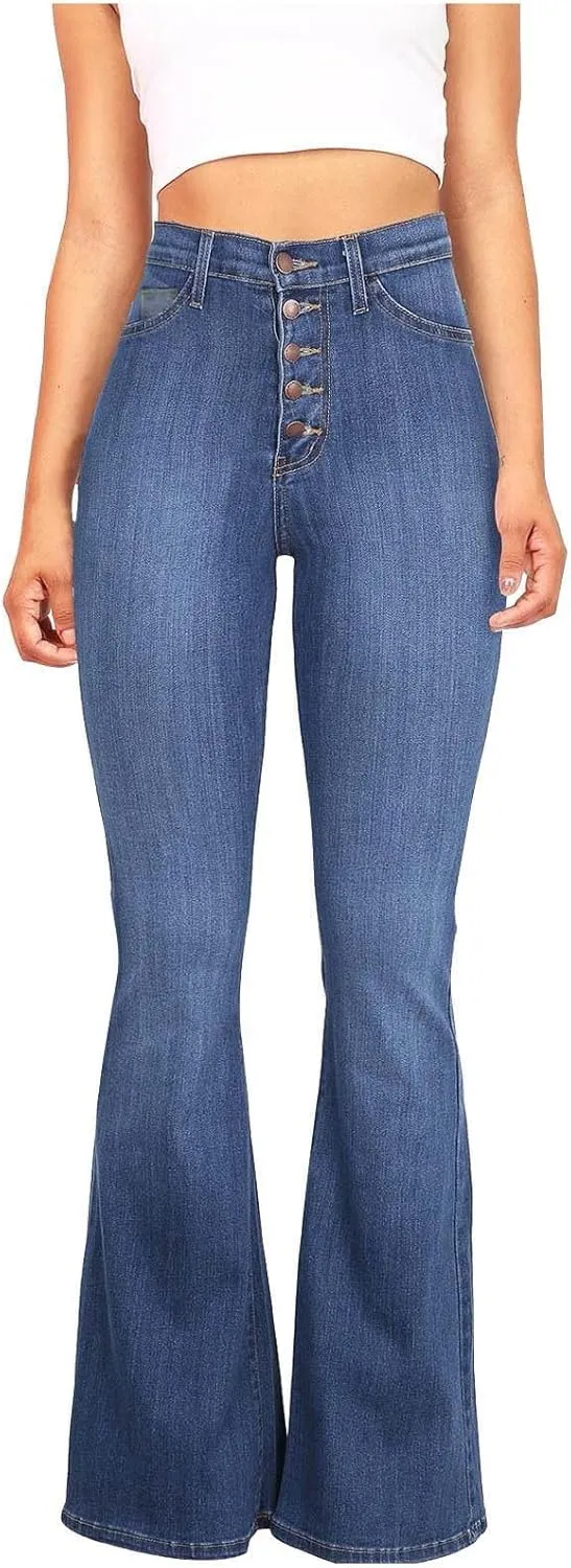 High Waisted Bell Bottom Jeans for Women Stretchy Flare Bootcut Pants Casual Loose Fit Skinny Wide Leg Denim Pant