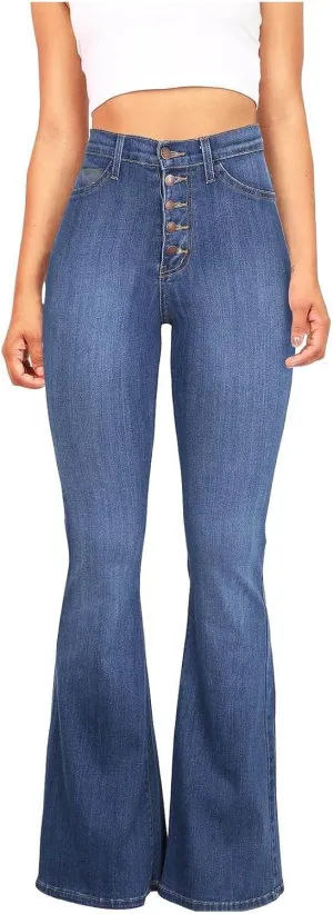 High Waisted Bell Bottom Jeans for Women Stretchy Flare Bootcut Pants Casual Loose Fit Skinny Wide Leg Denim Pant