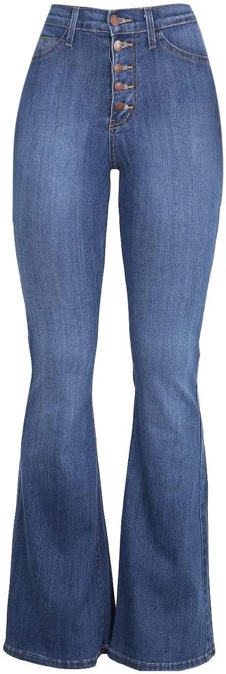 High Waisted Bell Bottom Jeans for Women Stretchy Flare Bootcut Pants Casual Loose Fit Skinny Wide Leg Denim Pant