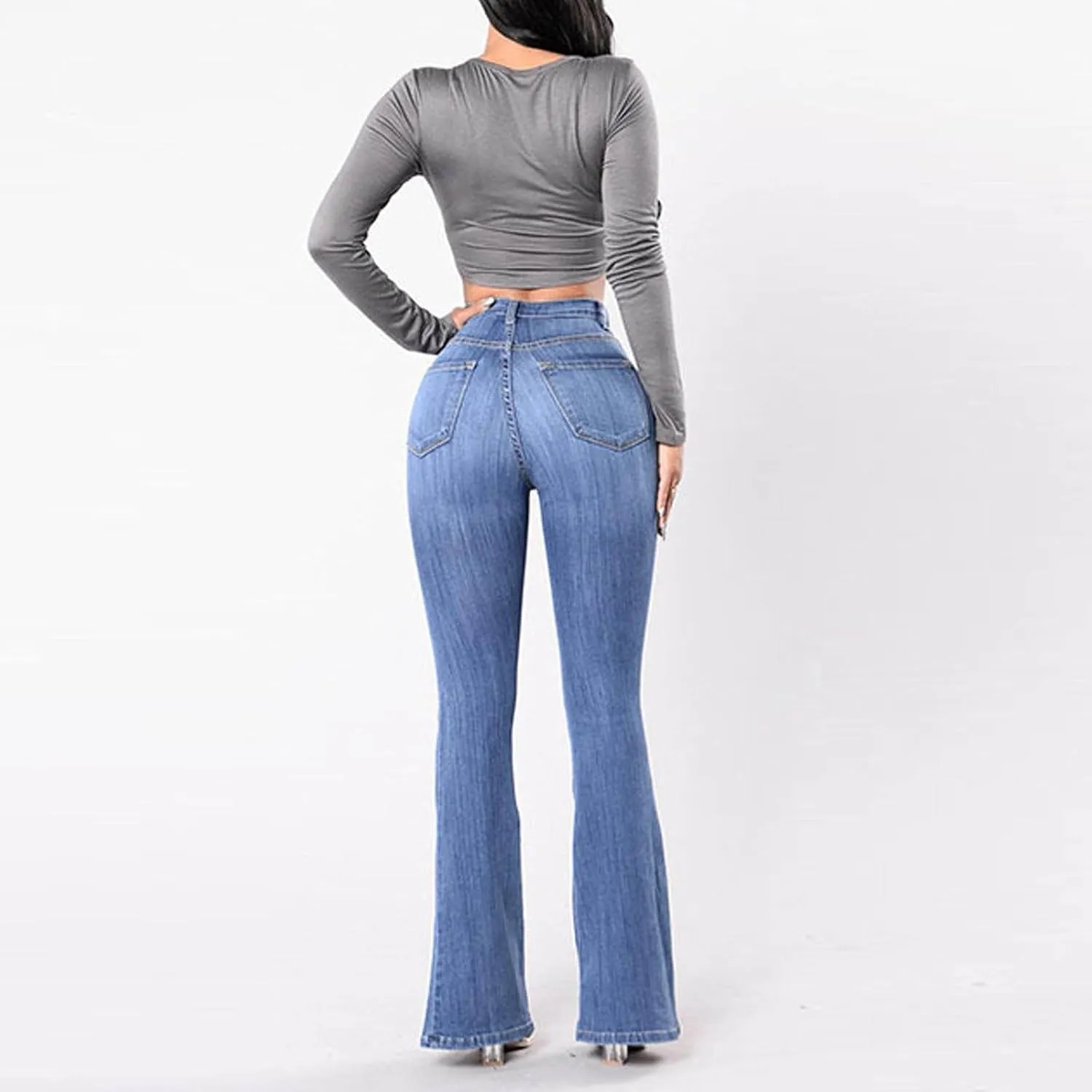 High Waisted Bell Bottom Jeans for Women Stretchy Flare Bootcut Pants Casual Loose Fit Skinny Wide Leg Denim Pant
