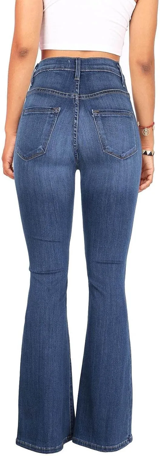 High Waisted Bell Bottom Jeans for Women Stretchy Flare Bootcut Pants Casual Loose Fit Skinny Wide Leg Denim Pant