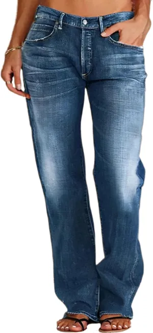 High Waisted Jeans for Women 2024 Loose Distressed Ripped Stretchy Straight Leg Boyfriend Denim Pants