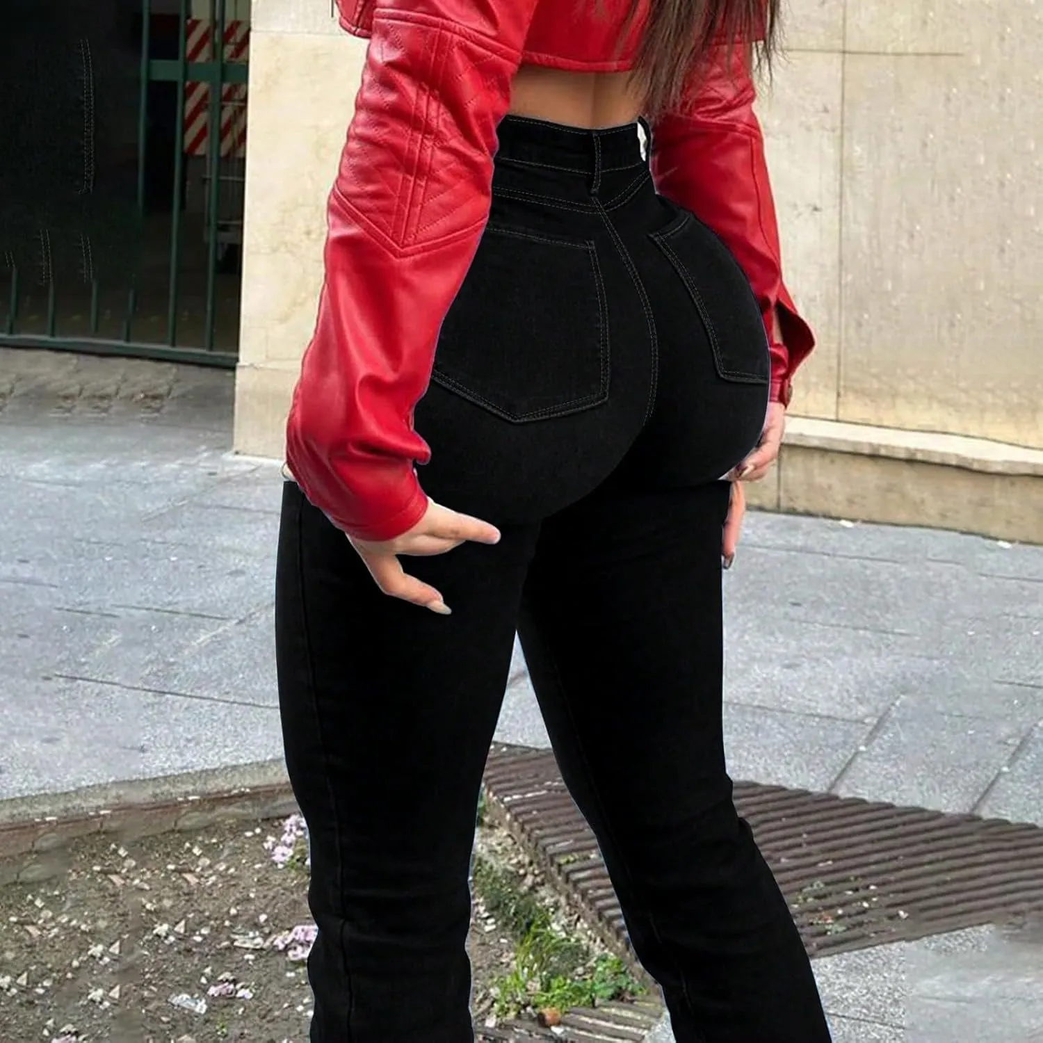 High Waisted Jeans for Women Wide Leg Distressed Hem Denim Pants with Pockets Summer Ripped Tights Boot Cut Comfy Jeans 2025