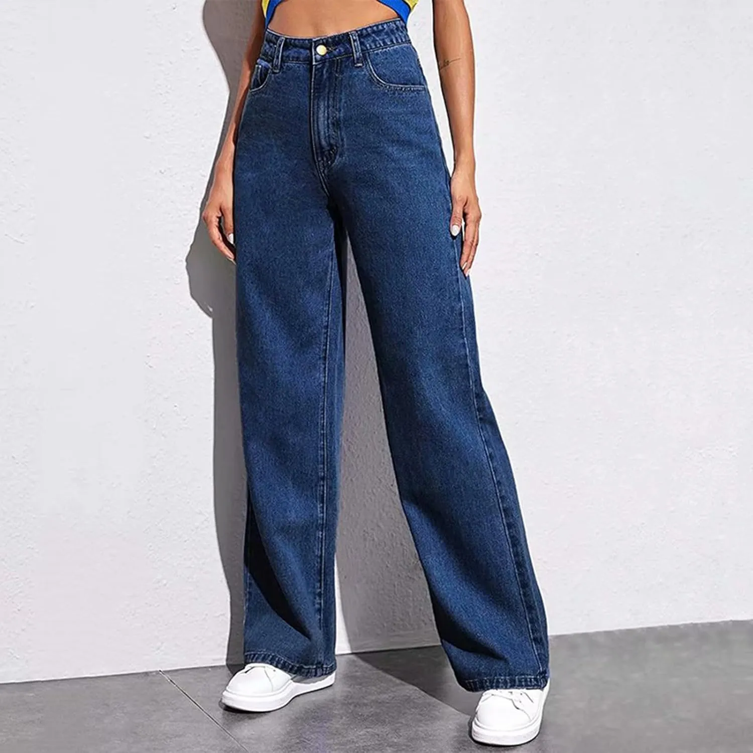 Highwaisted Jeans Womens Stretchy Jeans Pants for Women Baggy Wide Leg Microelastic Dressy Casual Summer Boho Slimming