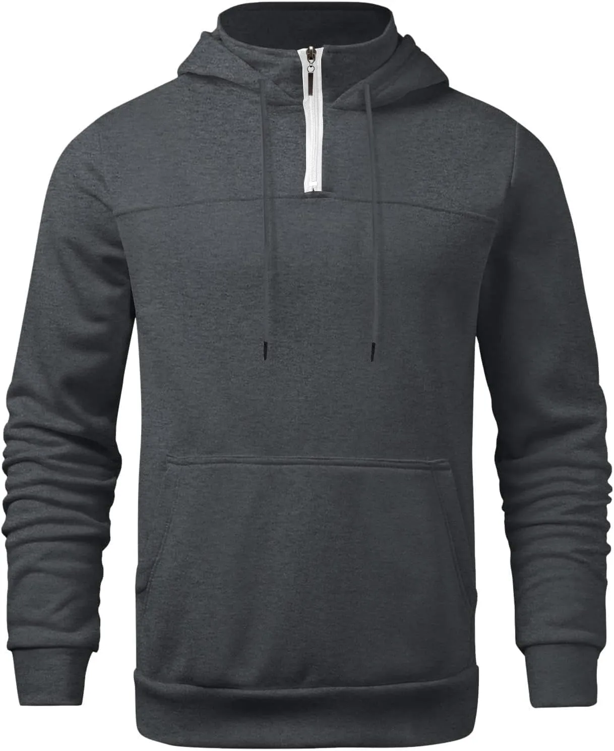 Hoodie Mens 1/4 Zip Sweatshirts Casual Long Sleeve Classic Drawstring Pullover Tops Loose Sports Jacket with Pocket