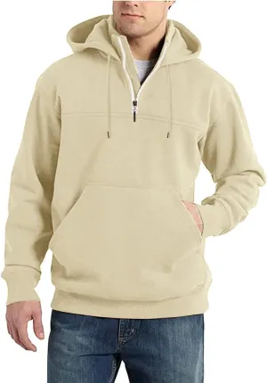 Hoodie Mens 1/4 Zip Sweatshirts Casual Long Sleeve Classic Drawstring Pullover Tops Loose Sports Jacket with Pocket