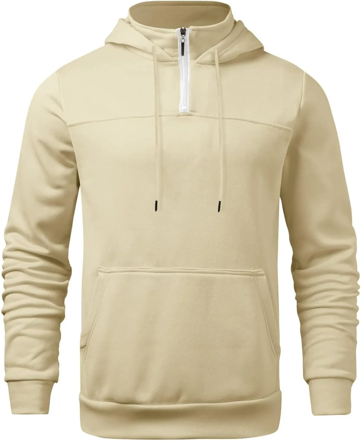 Hoodie Mens 1/4 Zip Sweatshirts Casual Long Sleeve Classic Drawstring Pullover Tops Loose Sports Jacket with Pocket