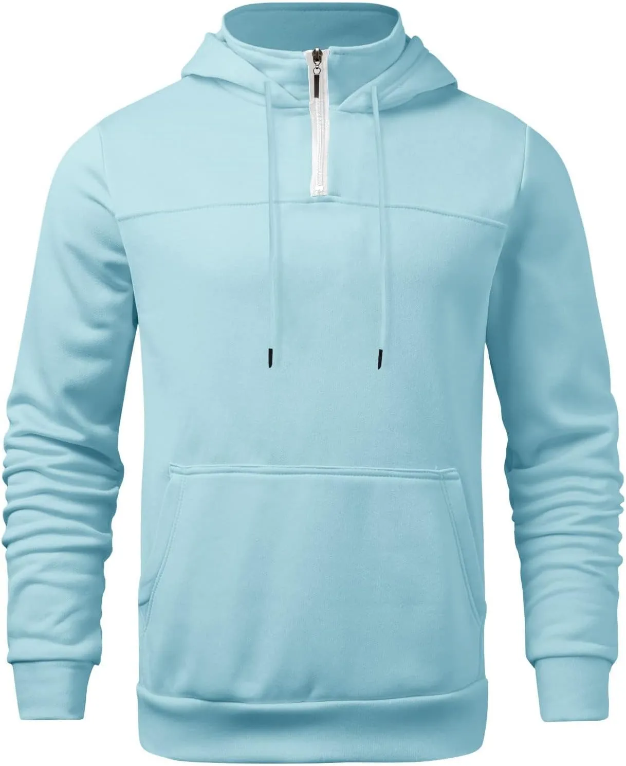 Hoodie Mens 1/4 Zip Sweatshirts Casual Long Sleeve Classic Drawstring Pullover Tops Loose Sports Jacket with Pocket