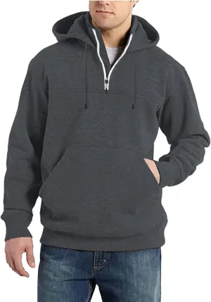 Hoodie Mens 1/4 Zip Sweatshirts Casual Long Sleeve Classic Drawstring Pullover Tops Loose Sports Jacket with Pocket