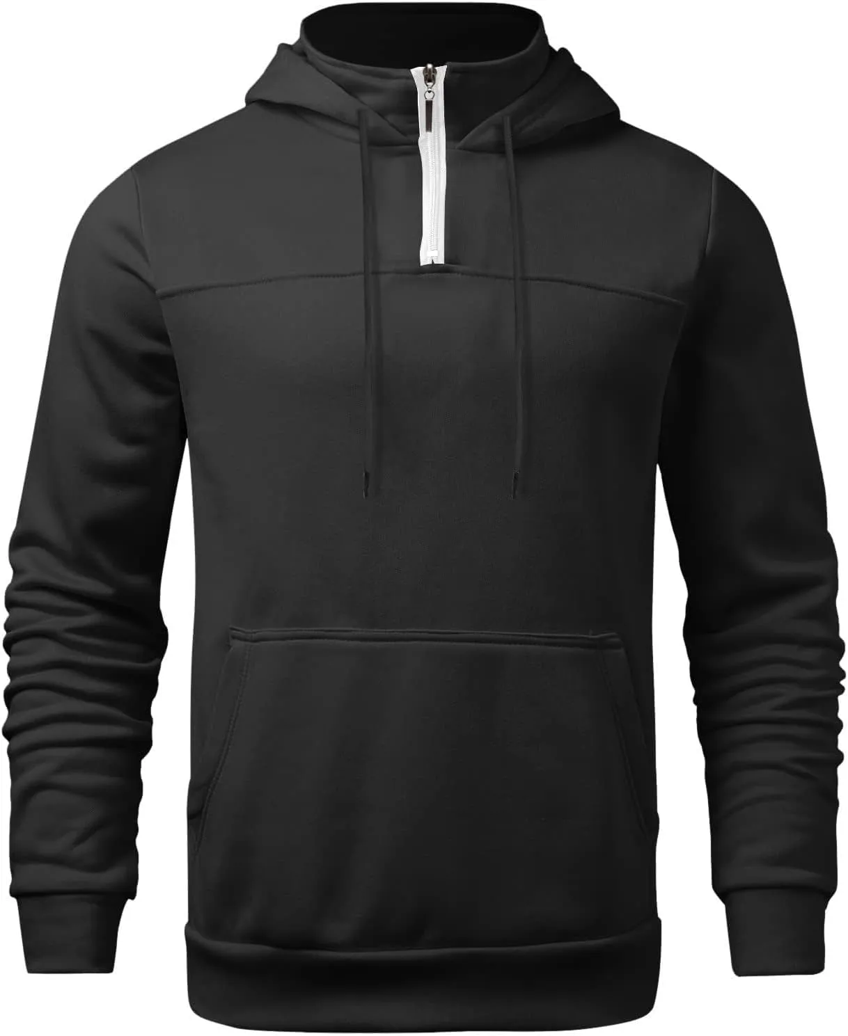 Hoodie Mens 1/4 Zip Sweatshirts Casual Long Sleeve Classic Drawstring Pullover Tops Loose Sports Jacket with Pocket