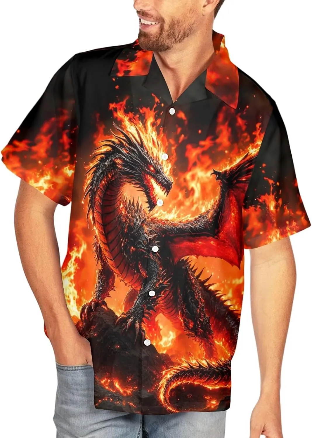 HUGLAZY July 4th Day Hawaiian Shirt for Men Tropical Short Sleeve Button Down Shirts Funny Party Outfit