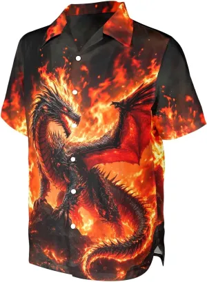 HUGLAZY July 4th Day Hawaiian Shirt for Men Tropical Short Sleeve Button Down Shirts Funny Party Outfit