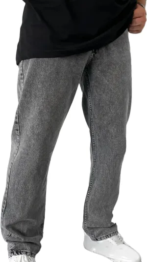 Jeans for Men 2024 Casual Classic Fit Straight Leg Denim Pants Distressed Washed Solid Color Trousers with Pockets