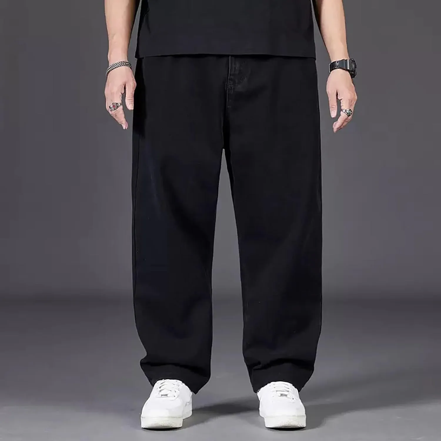 Jeans for Men Relaxed Fit High Waisted Jeans Straight Leg Pants Fashion Trousers Classic 5 Pocket Streetwear