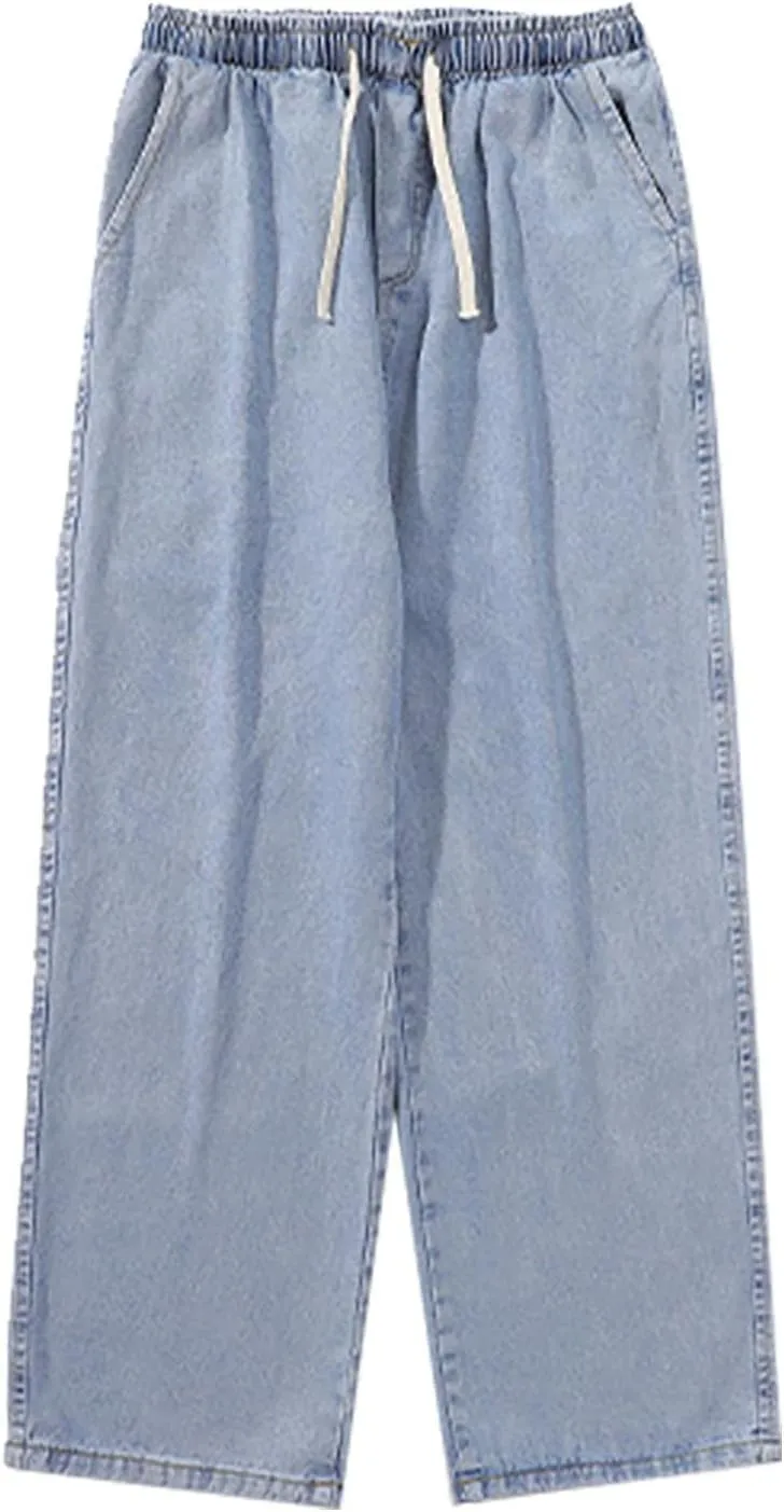 Jeans for Men Relaxed Fit Trousers Pure Colour Jean with Zipper Pocket Jean Trouser Solid Fashion Loose Wide Men's