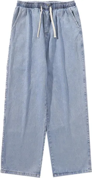Jeans for Men Relaxed Fit Trousers Pure Colour Jean with Zipper Pocket Jean Trouser Solid Fashion Loose Wide Men's