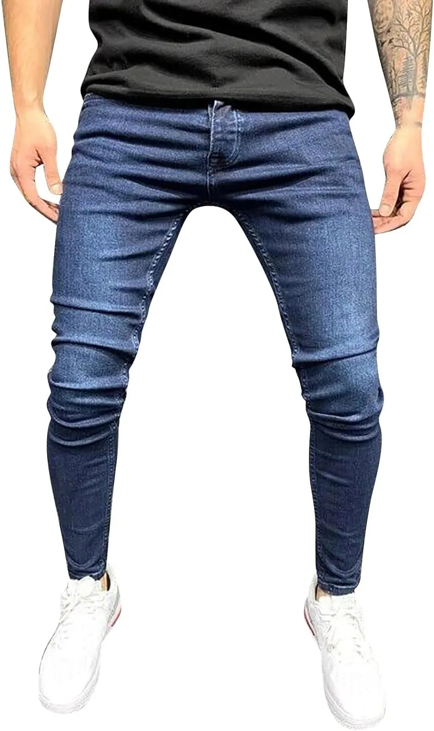 Jeans for Men Stretch Fit High Waisted Jeans Harem Joggers Pants Fashion Trousers Classic 5 Pocket Streetwear