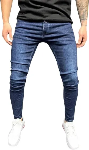 Jeans for Men Stretch Fit High Waisted Jeans Harem Joggers Pants Fashion Trousers Classic 5 Pocket Streetwear